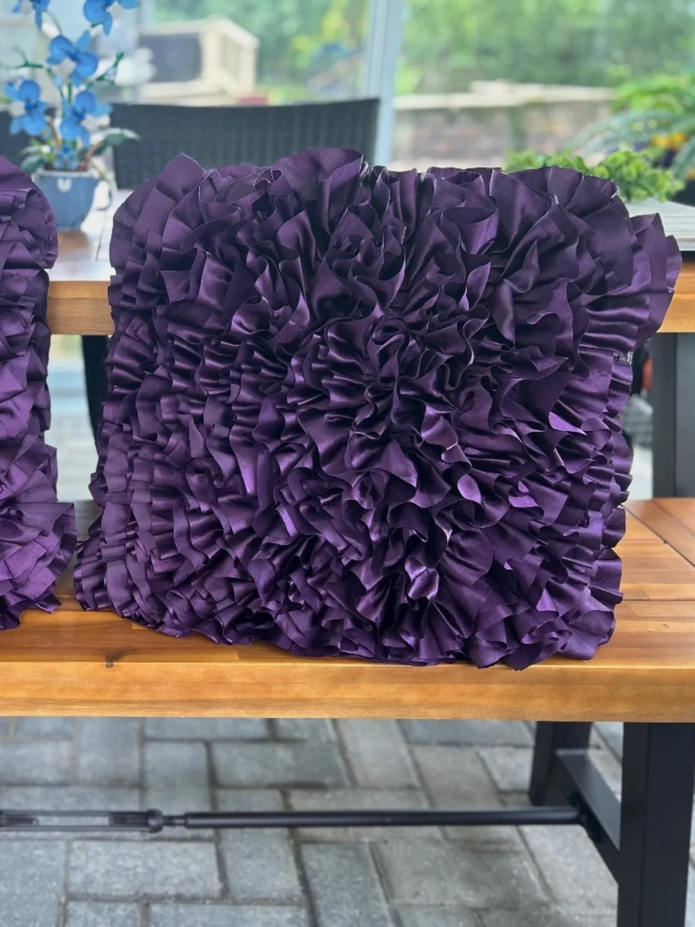 Set of 2 3D Flower Ruffled Pillows Purple Amethyst 21